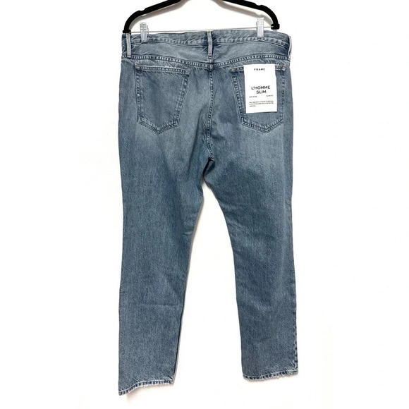 NWT $296 FRAME Denim L’Homme Slim Ripped Jeans - Distressed Men's Pants - Picture 9 of 10